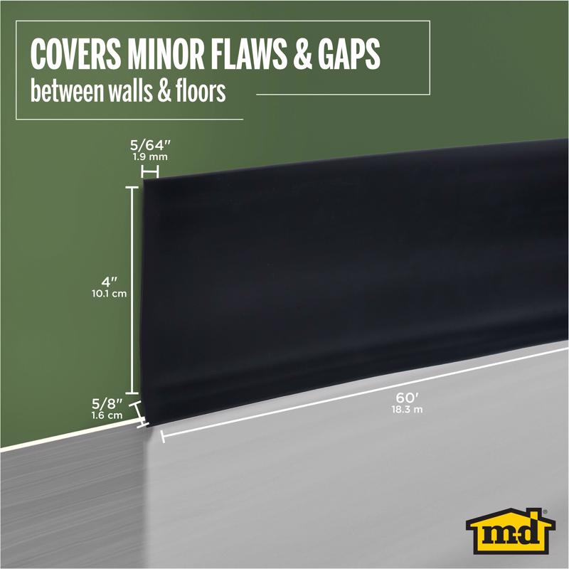M-D Building Products 4 in. H X 0.08 in. W X 60 ft. L Prefinished Black Vinyl Wall Base