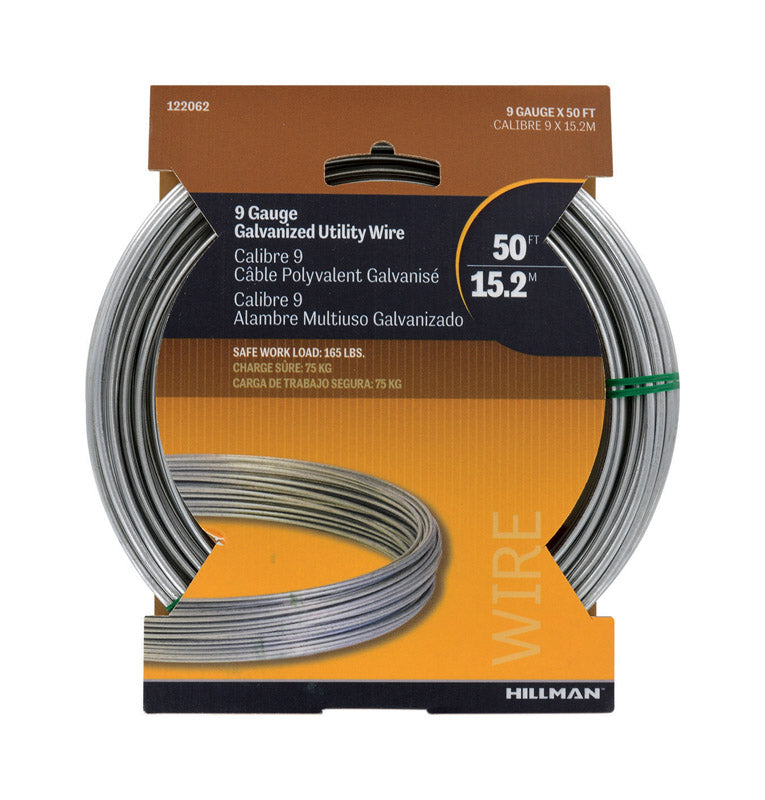 HILLMAN 50 ft. L Galvanized Steel 9 Ga. Wire