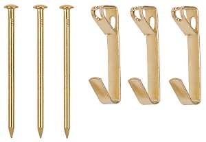 ProSource PH-122304-PS Picture Hanger, 50 lb, Steel, Polished Brass, Brass, Nail-In Mounting