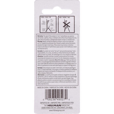 HILLMAN Brass-Plated Gold Professional Picture Hanger 25 lb 4 pk, Pack of 10