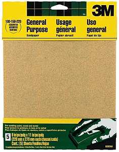 3M 9005 Sandpaper Sheet, 11 in L, 9 in W, Aluminum Oxide Abrasive, Paper Backing