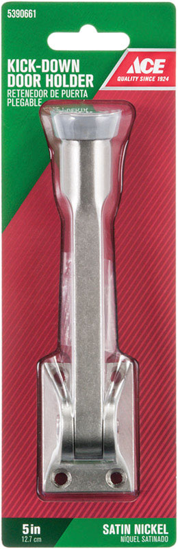 Ace 5 in. W Metal Satin Nickel Gray Kick-Down Door Holder Mounts to door 7/64 in., Pack of 5