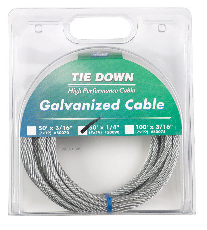 Tie Down Engineering Galvanized Steel 1/4 in. D X 50 ft. L Aircraft Cable