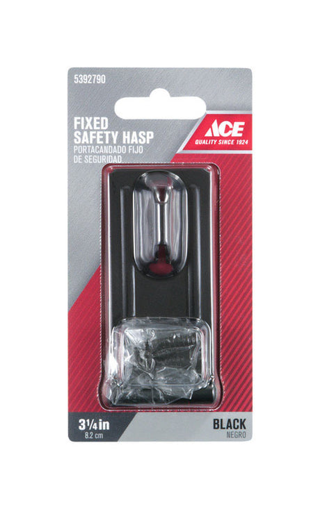 Ace Black Steel 3-1/4 in. L Fixed Staple Safety Hasp, Pack of 5