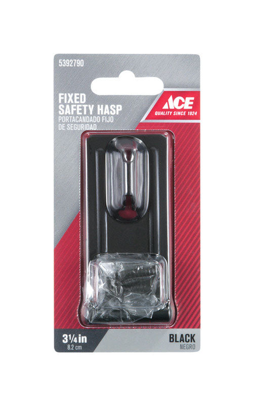 Ace Black Steel 3-1/4 in. L Fixed Staple Safety Hasp, Pack of 5