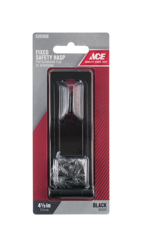 Ace Black Steel 4-1/2 in. L Fixed Staple Safety Hasp, Pack of 5