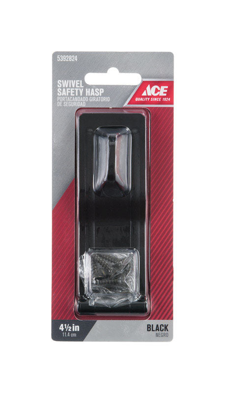 Ace Black Steel 4-1/2 in. L Swivel Staple Safety Hasp, Pack of 5