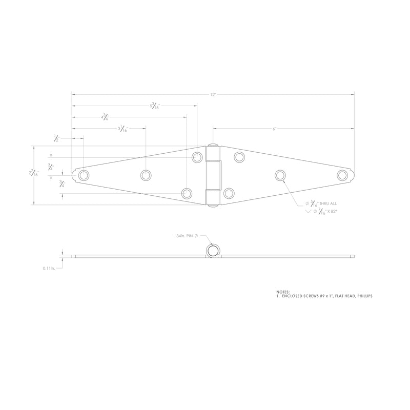 Ace 6 in. L Stainless Steel Heavy Duty Strap Hinge 1 pk