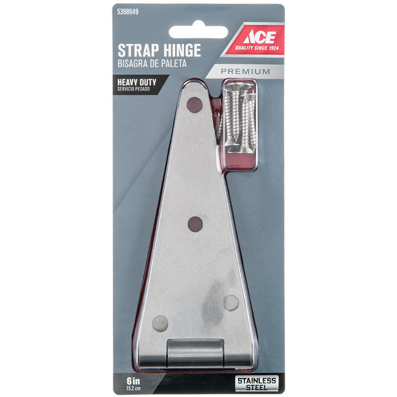 Ace 6 in. L Stainless Steel Heavy Duty Strap Hinge 1 pk