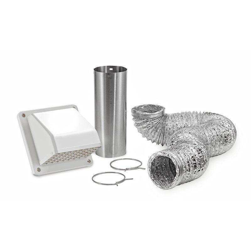 Lambro 1375W Wall Hood Vent Kit, Plastic, White, Includes: (1) 4 in White Plastic Exhaust Wall Hood Vent