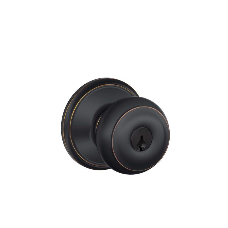 Schlage Georgian Aged Bronze Entry Door Knob 1-3/4 in.