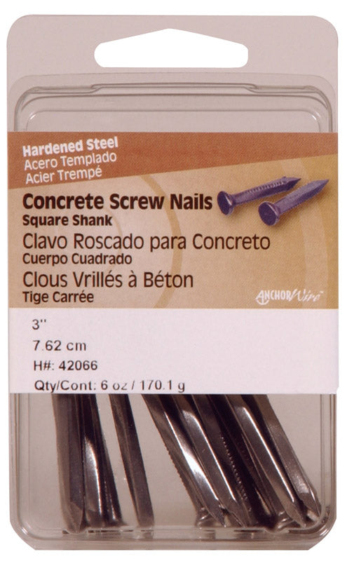 HILLMAN 3 in. Concrete Hardened Steel Screw Nail Flat Head 6 oz, Pack of 5