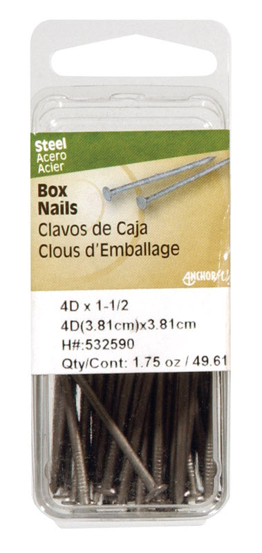 HILLMAN 3D 1-1/4 in. Box Bright Steel Nail Flat Head, Pack of 6