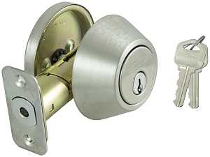 ProSource Signature Series D261-RU5B Deadbolt, 3 Grade, Stainless Steel, 2-3/8, 2-3/4 in Backset, KW1 Keyway, Pack of 3