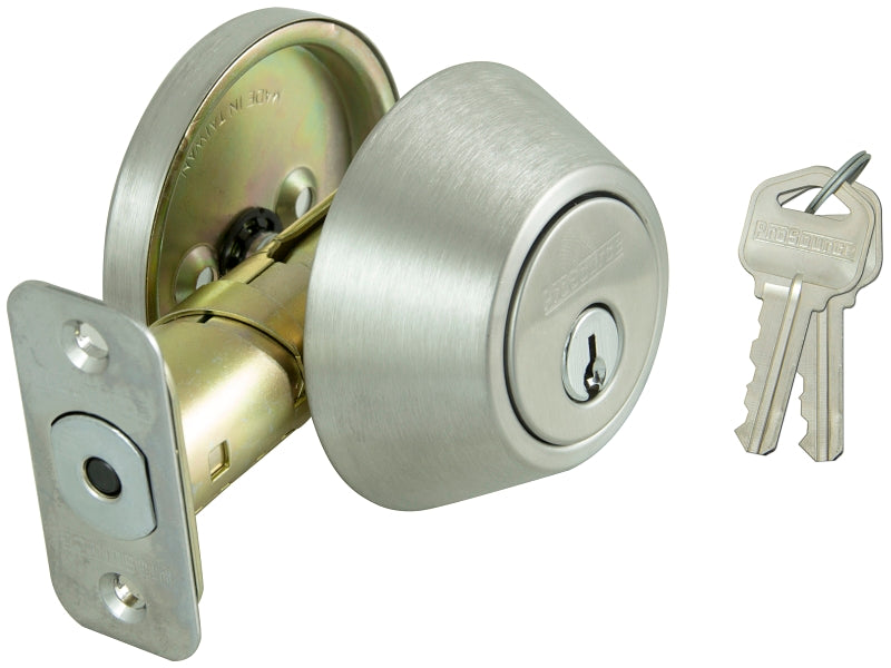 ProSource Signature Series D261-RU5B Deadbolt, 3 Grade, Stainless Steel, 2-3/8, 2-3/4 in Backset, KW1 Keyway, Pack of 3