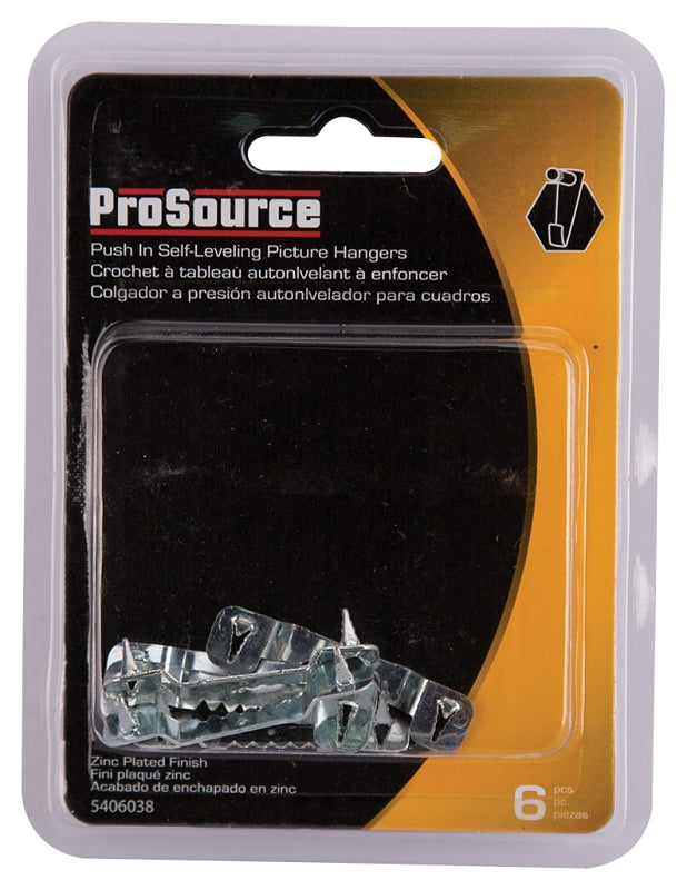 ProSource PH-121126-PS Picture Hanger, 4.5 lb, Steel, Zinc, Zinc, Nail-In Mounting