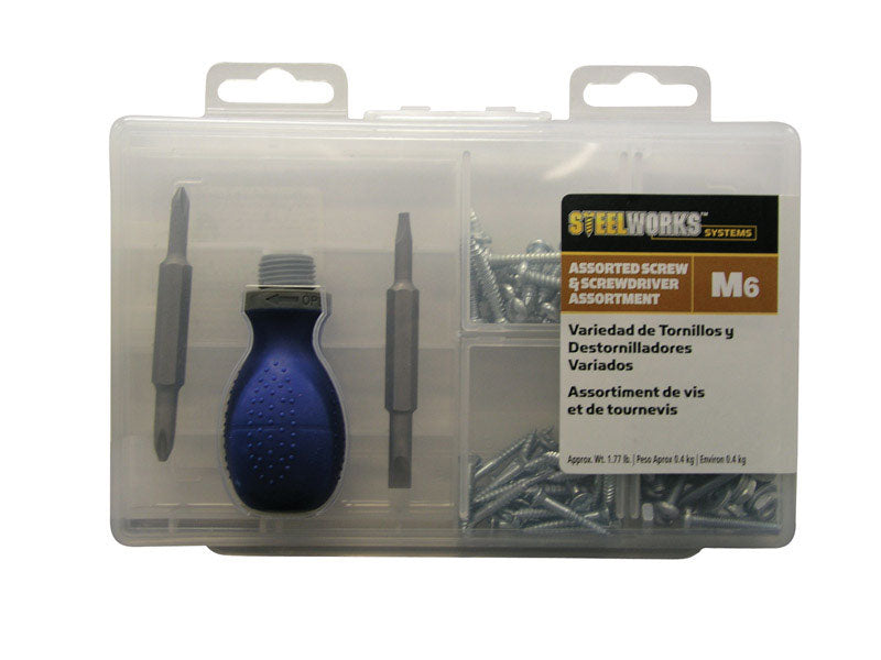 HILLMAN Assorted Hex/Slotted Flat Head Assorted Screw and Driver Assortment 1 pk