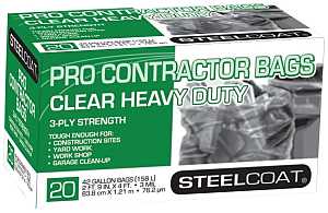 Petoskey Plastics FG-P9934-51 Pro Contractor Bag, 42 gal, Clear