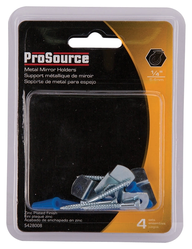 ProSource PH-121155-PS Mirror Holder, Metal, Zinc, Silver, Screw Mounting