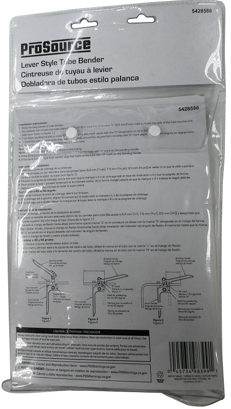 ProSource T074-3L Tube Bender, 45 and 90 deg Bend