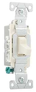 Eaton Wiring Devices CS115LA Toggle Switch, 15 A, 120, 277 VAC, Screw Terminal, PVC Housing Material, Light Almond