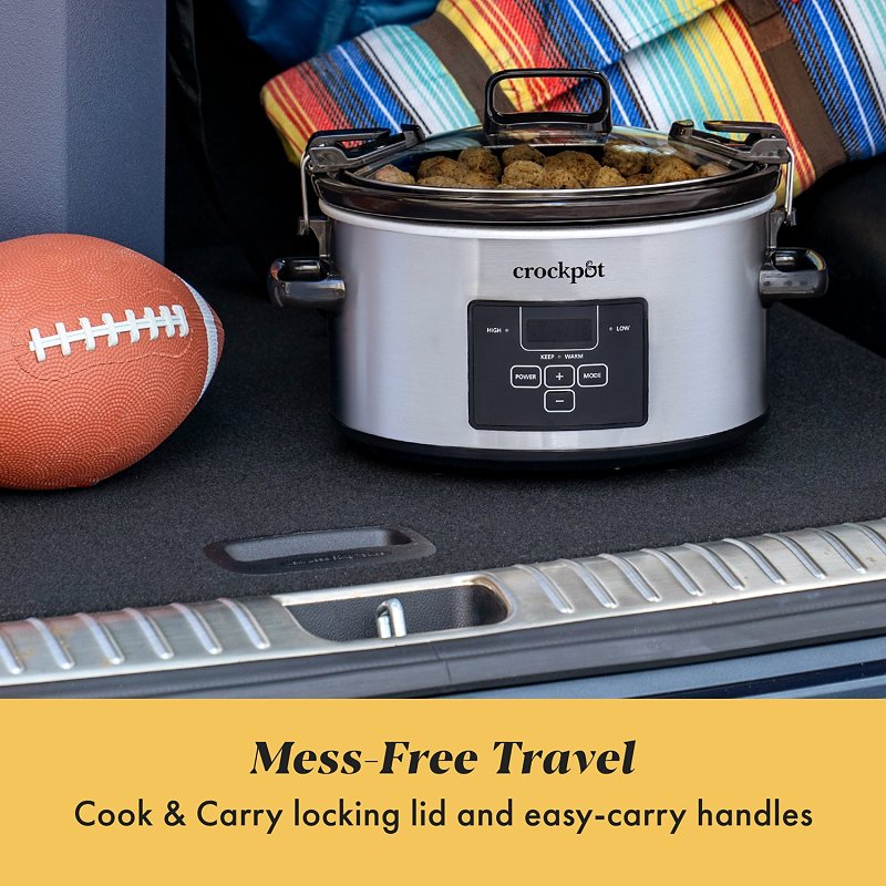 Crock-Pot 2122615 Cook and Carry Slow Cooker, 4 qt Capacity, Digital Control, Stainless Steel
