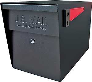 Mail Boss Packagemaster 7106 Series Mailbox, Black, Steel, Powder-Coated, 11-1/4 in W, 21 in D