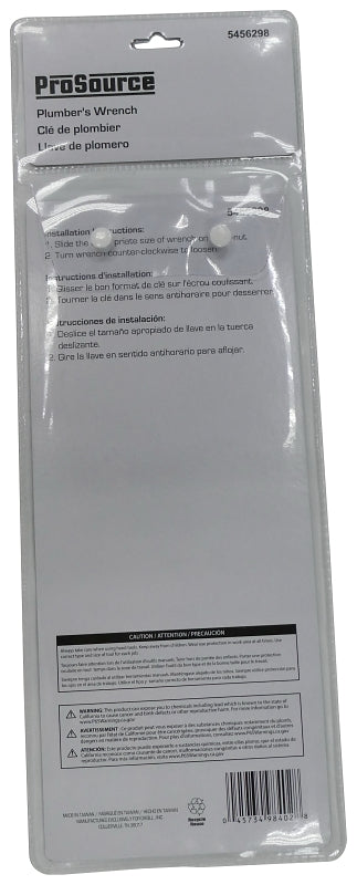 ProSource T162-3L Wrench, 9 in L, Steel, Nickel Plated