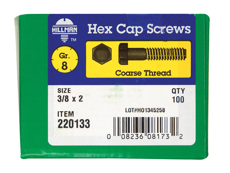 HILLMAN 3/8 in. D X 2 in. L Heat Treated Steel Hex Head Cap Screw 100 pk
