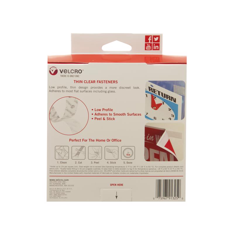 VELCRO Brand Thin Clear Medium Nylon Hook and Loop Fastener 180 in. L 1 pk