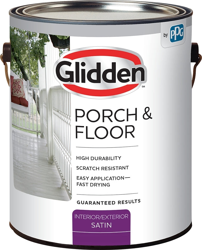 Glidden PF7010N-01 Porch and Floor Paint, Satin Sheen, Pastel Base/White, 1 gal, 300 to 350 sq-ft/gal Coverage Area, Pack of 4