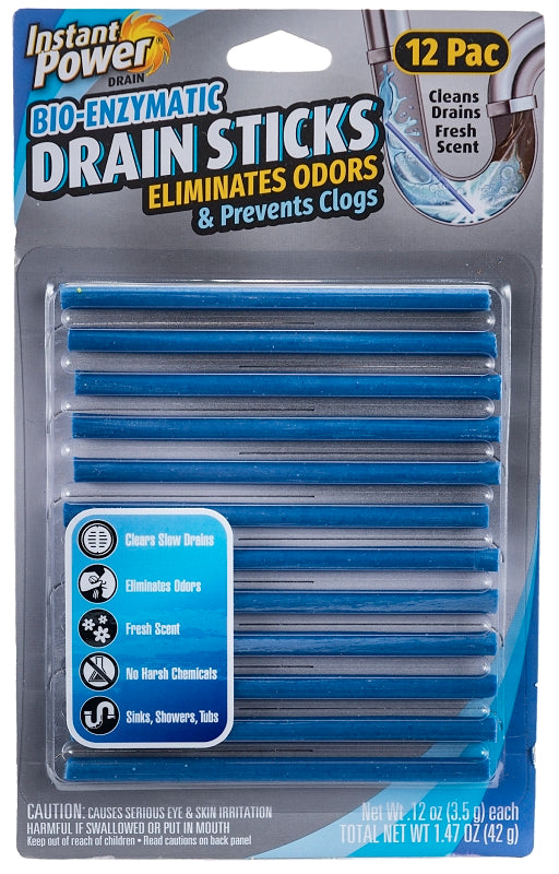 Instant Power 1507 Bio-Enzymatic Drain Stick, Solid, Pack of 12