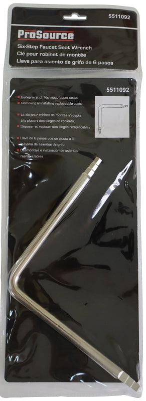 ProSource T157-3L Faucet Seat Wrench, 6 in L, Steel, Nickel Plated