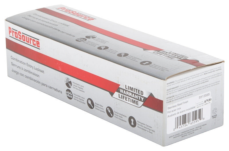 ProSource BS621BRA4B Deadbolt and Entry Lockset, Turnbutton Lock, Tulip Design, Stainless Steel, 3 Grade, Pack of 2