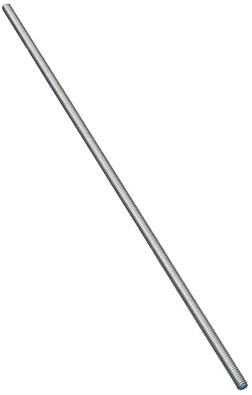 National Hardware N179-416 Threaded Rod, 1/4-20 Thread, 24 in L, A Grade, Steel, Zinc, UNC Thread