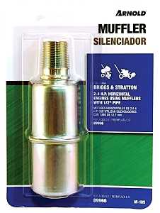 Arnold M-105 Small Engine Muffler, 1/2 in Inlet, For: 2 to 4 hp Briggs & Stratton, Tecumseh and Clinton Engines