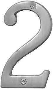 Hy-Ko BR-43SN, Prestige Series BR-43SN/2 House Number, Character: 2, 4 in H Character, Brass, Pack of 3