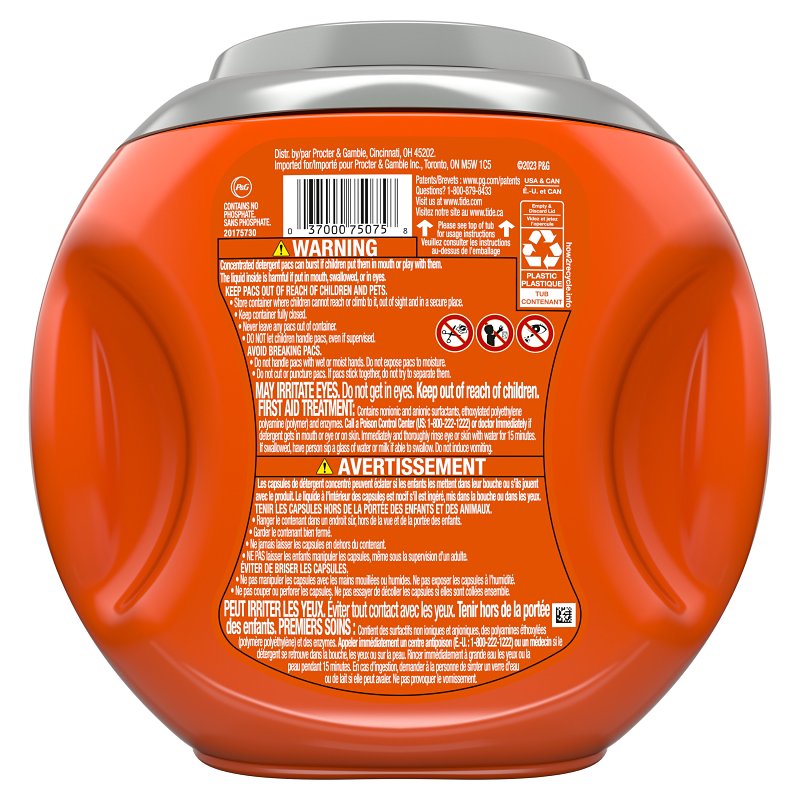 Tide PODS Ultra OXI Series 75075 Laundry Detergent, 43 Count, Original, Pack of 4