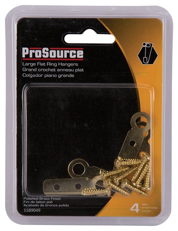 ProSource PH-122227-PS Picture Hanger, 9 lb, Steel, Polished Brass, Brass, Flush Mounting