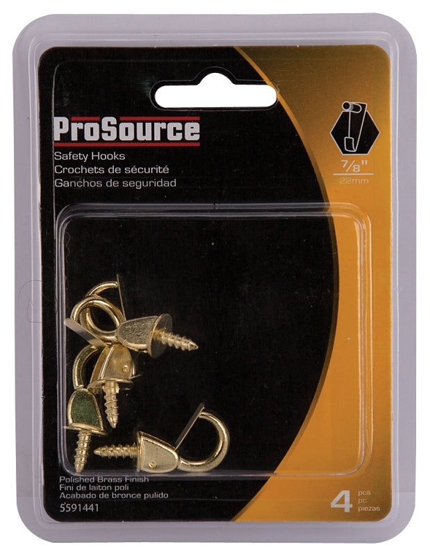 ProSource PH-122240-PS Cup Hook, 7/16 in Thread, 33 mm L, Zinc Alloy, Polished Brass