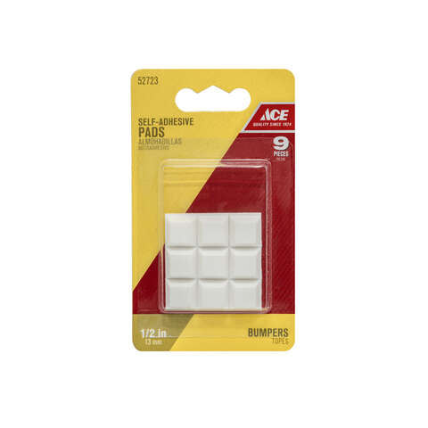 Ace Vinyl Self Adhesive Bumper Pad White Square 1/2 in. W 9 pk