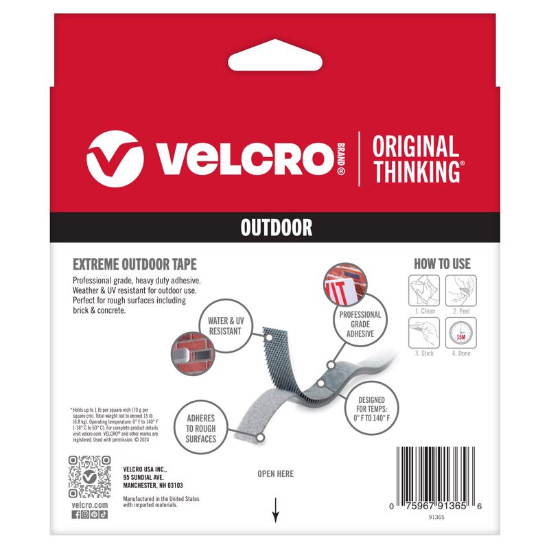 VELCRO Brand Extreme Outdoor Small Nylon Hook and Loop Fastener 120 in. L 1 pk