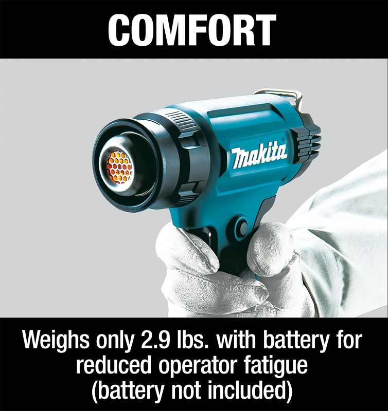 Makita LXT Series XGH02ZK Variable Temperature Heat Gun, Tool Only, 18 V, 6 Ah, 7.1 cfm Air, 1022 deg F
