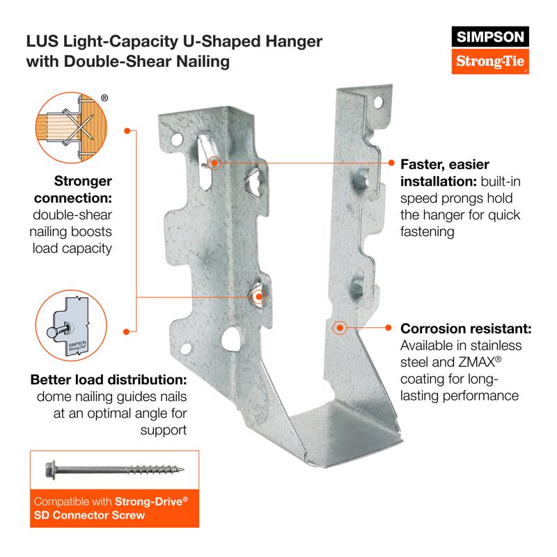 Simpson Strong-Tie 3.13 in. H X 1.56 in. W 18 Ga. Galvanized Steel Joist Hanger
