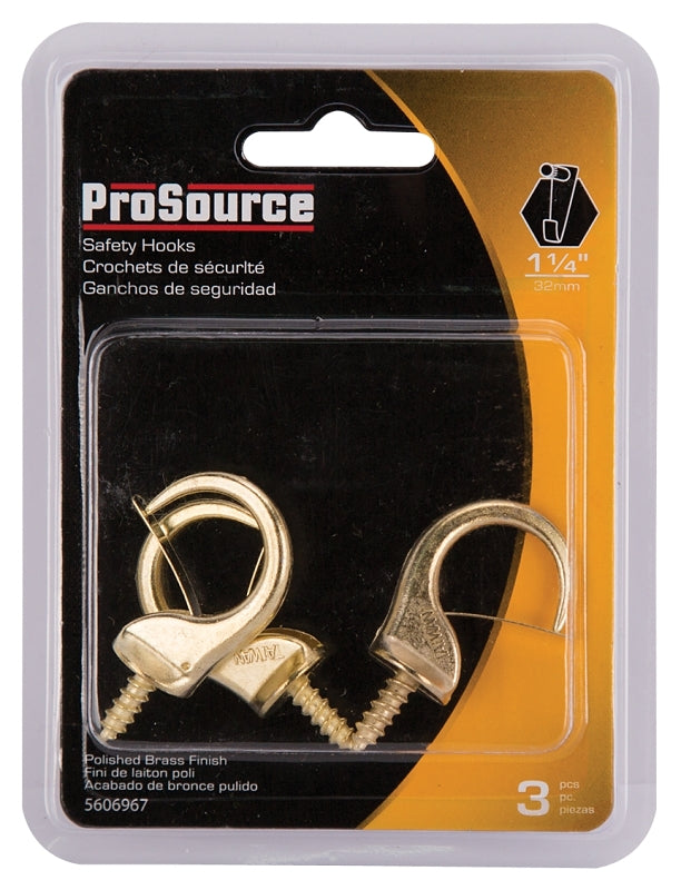 ProSource PH-122242-PS Cup Hook, 17/32 in Thread, 46 mm L, Zinc Alloy, Polished Brass
