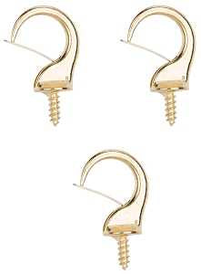 ProSource PH-122242-PS Cup Hook, 17/32 in Thread, 46 mm L, Zinc Alloy, Polished Brass