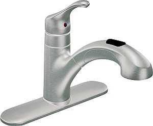 Moen Renzo Glacier CA87316SRS Kitchen Faucet, 1.5 gpm, 1-Handle, Stainless Steel, Stainless Steel, Deck Mounting