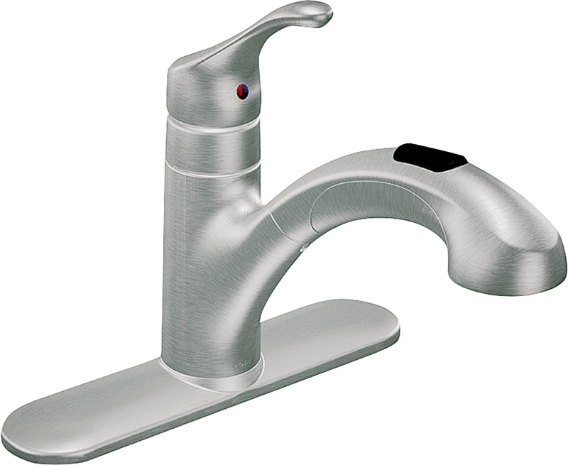 Moen Renzo Glacier CA87316SRS Kitchen Faucet, 1.5 gpm, 1-Handle, Stainless Steel, Stainless Steel, Deck Mounting