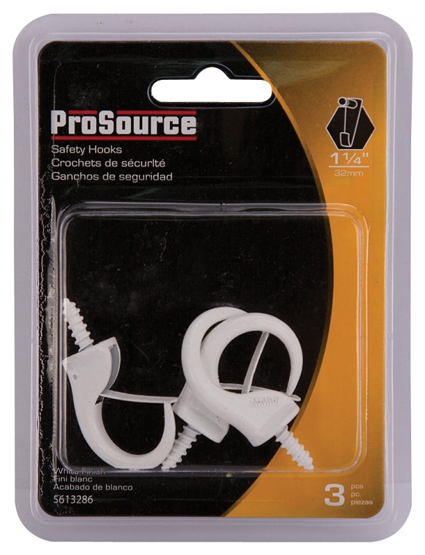 ProSource PH-122244-PS Cup Hook, 17/32 in Thread, 46 mm L, Zinc Alloy, White Painted