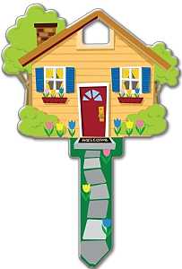 Lucky Line Key Shapes Series B105K Key Blank, House, Brass, Enamel-Coated, For: Kwikset Locks, Pack of 5